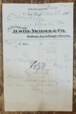 1891 Billhead New York City Austin Nichols to  Merritt Houlton Maine
