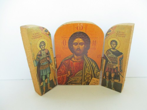ICONA LEGNO INTARSIATO A TRITTICO CHIUDIBILE ANNI '80 - Picture 2 of 6