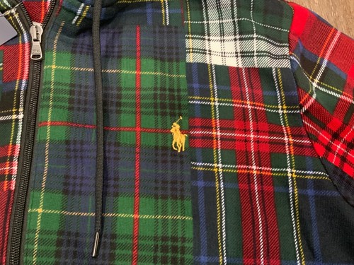 New Polo Ralph Lauren Patchwork Plaid Full Zip Fleece Hoodie Men’s Sz XL - Picture 2 of 10