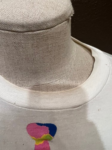 Vintage 80's Rainbow Tie White T Shirt Size L - Picture 3 of 5