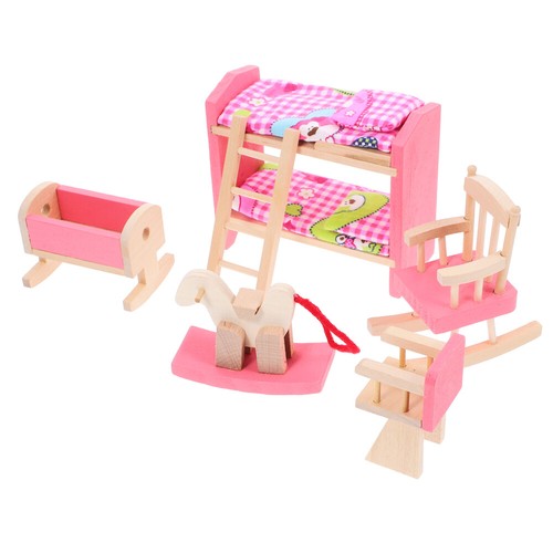 Dollhouse Furniture Kit with Rocking Chair and Bunk Bed for Boy Girl - Picture 12 of 12