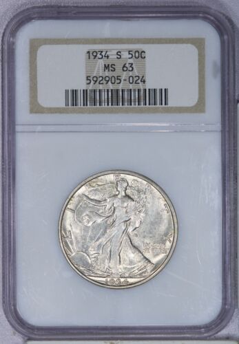 1934-S Walking Liberty Half Dollar 50c NGC MS63