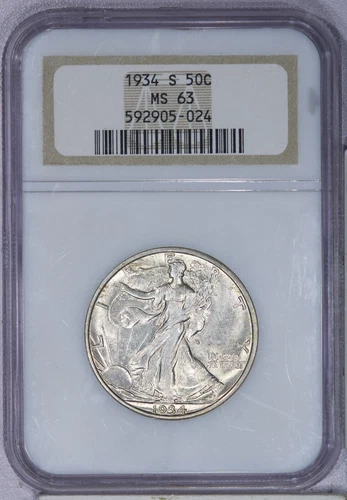1934-S Walking Liberty Half Dollar 50c NGC MS63