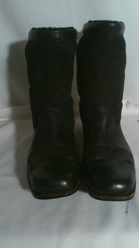 UGG 5592 Damenstiefel schwarz Leder Brookfield kurz Lammfell umschlagbar US 9,5 - Bild 1 von 11