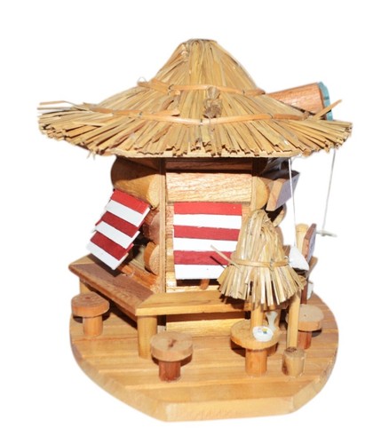 Vintage Tiki Lounge Hut Mini Wood Tropical Bar Beach House Man Cave Handmade - Picture 6 of 10