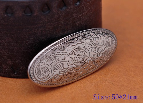 10PCS Silver Plated Western Engraved Floral Leathercraft Oval Conchos Screwback - Picture 1 of 10