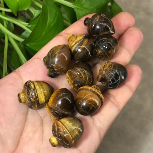 10pcs Natural Tiger's eye acorn quartz crystal skull Reiki healing gems - Bild 7 von 12