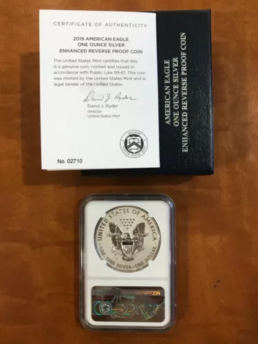 2019 S Silver Eagle Enhanced REVERSE Proof PR 19XE OGP Low COA # 2679 NGC PF70