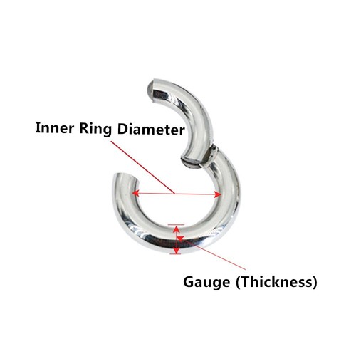 316L Surgical Steel Gauge 12g-00g Hinged Round Ring Nose Ear Flesh Plug Piercing - Picture 9 of 11