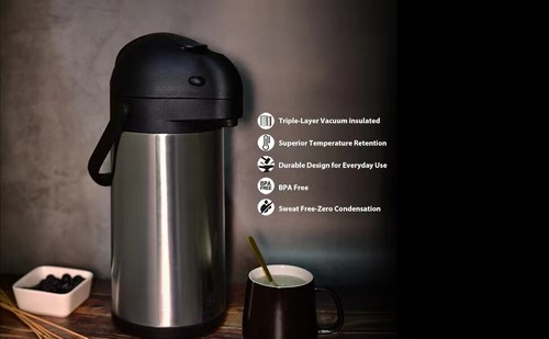 Themo Stainless Steel Thermal Coffee Carafe Airpot Dispenser 5 Liter 170 Oz  PR - Bild 4 von 5