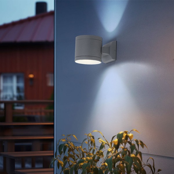 AußEnwandlampe HaustüRleuchte Wandleuchte Up Down Balkonleuchte Grau Alu Glas-image