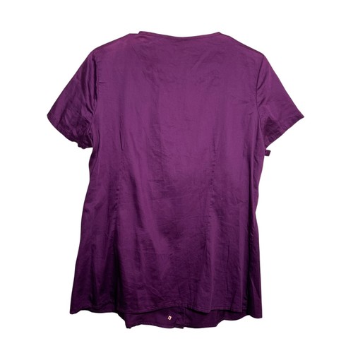 St John's Bay Blouse Women's Large Purple Round Neck Button Up Embroidered - Picture 4 of 9