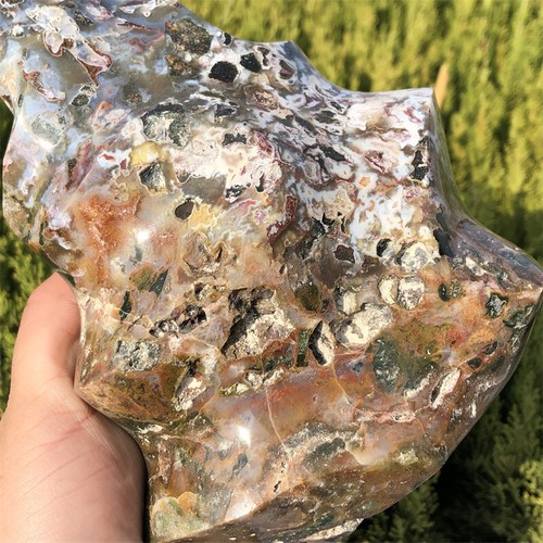 3,85 Pfund natürlicher Ozean Jaspis Quarz geschnitzter Kristall Flammenform Reiki .X2535 - Bild 21 von 21