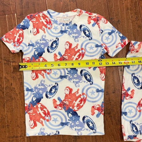 Gap Kids Marvel Captain America Organic Cotton PJ's Pajamas Red Blue Sz 12 - Picture 7 of 10