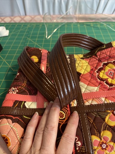 Vera Bradley Purse Handbag Floral Pink Brown Yellow - Picture 8 of 8