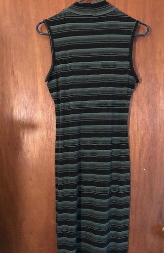 Vintage Mock Neck Sleeveless Long Polyester Dress And Jacket Olive Green/Black - Picture 5 of 9