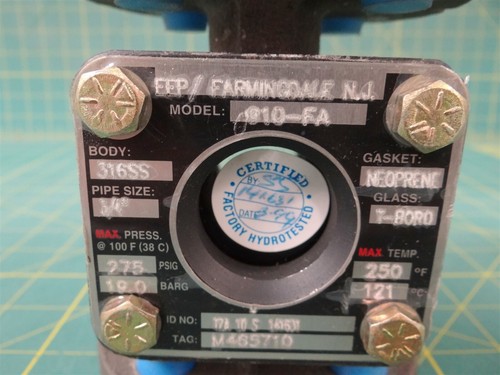 EEP 910-FA Liquid Sight Indicator 316 SS Body 3/4"-Pipe Size 275 PSIG Max - Picture 2 of 8