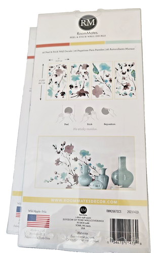 RoomMates Blossom Watercolor Bird Branch Peel and Stick Wall Decals Lot of 2 - Picture 4 of 12