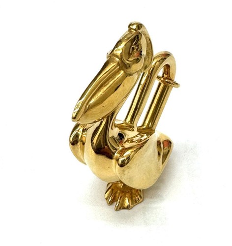Hermes Gold Pelican Bird Cadena Lock Bag Bangle Charm 1992 Limited - Picture 3 of 7