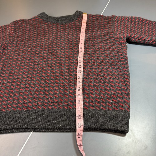 VTG LL Bean Norwegian Wool Birds Eye Fisherman Sweater Medium Red Grey Norway - Picture 12 of 12