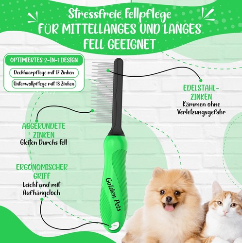 Testnote Sehr gut - Fell-Entwirrer Kamm I Hundebürste & Katzenbürste mittel b... - Bild 3 von 7