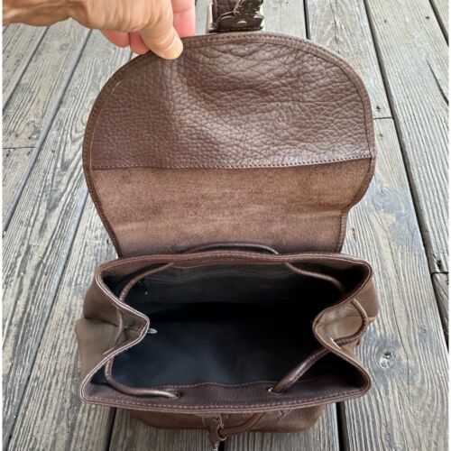 EDDIE BAUER Vintage Brown Pebbled Leather Backpack - Picture 8 of 16