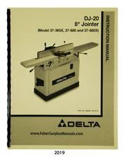 Delta DJ-20 8" Jointer 37-350, 37-365X, 37-680, Instruct & Parts Manual #2019