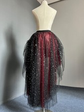 5 Layers Ladies Tulle Skirt Sparkly Sheer Mesh Underskirt Wedding Party Skirt