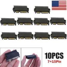 SATA 22P 7+15Pin Male Plug to SATA 22Pin 7+15P Female Jack Adapter Convertor 10x