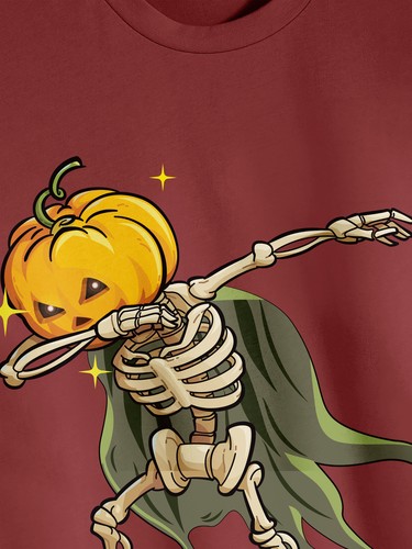 Mens Garment Dyed Dabbing Jack-O-Lantern Halloween Graphic Long Sleeve T Shirt - Picture 22 of 25