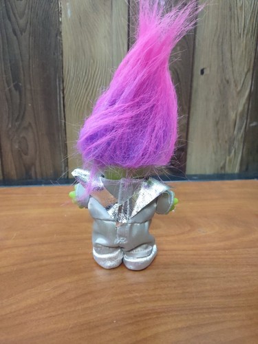 "Traje espacial Green Alien Troll con pelo morado - Figura de 5"" muñeca Russ Troll vintage" - Imagen 3 de 6