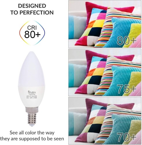 LED Candelabra Bulbs 40W Eqv E12 Base 6 Pack Non-Dimmable Warm White 2700K - Picture 4 of 9