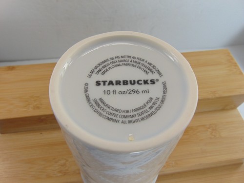 STARBUCKS 2016 LT. GRAY Quilted Mermaid Logo Ceramic Travel Tumbler W/ Lid 10 oz - Picture 4 of 4