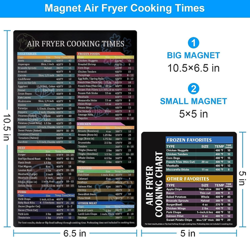 Air Fryer Cheat Sheet Magnetic Air Fryer Cooking Times Chart Magnet Cheat Sheet - Picture 2 of 12