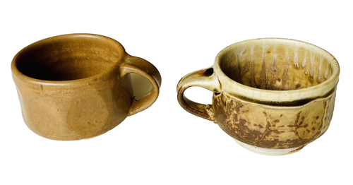 Juego de 2 tazas de té de cerámica japonesa firmadas por Waguri tazas de café de cerámica vintage MCM JP - Imagen 3 de 7