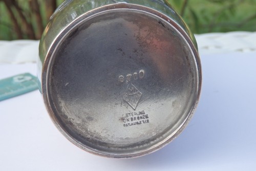 RARE Antique HEINTZ 1920's Art Deco Floral Sterling Silver on Bronze VASE #3710 - Picture 16 of 17