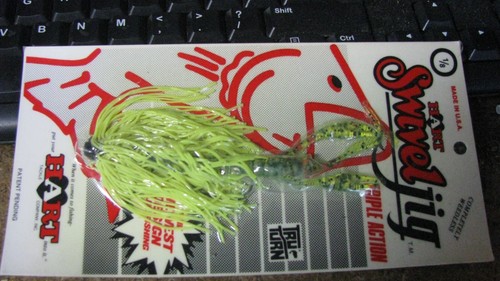 NOS Hart "swivel jig", 2 ct, yellow/green, nip, free shipping - Picture 2 of 2