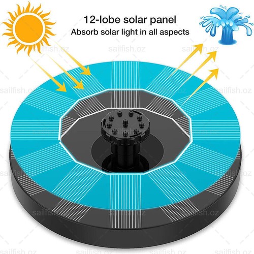 Solar Water Pump Powered Fountain Bird Bath Floating Garden Pond Pool Fish Tanks - Picture 7 of 12