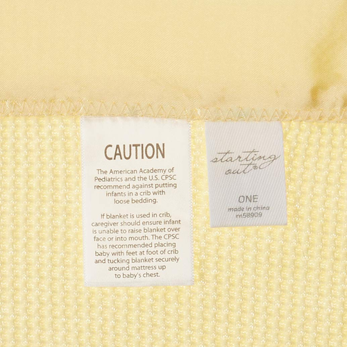 Coperta termica per bambini in tessuto waffle con bordo in nylon satinato (giallo) - Foto 3 di 5