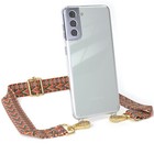 Łańcuszek na telefon komórkowy do Samsung Galaxy S21 Plus 5G Boho Sznurek Etui Pasek Pomarańczowy / Zielony