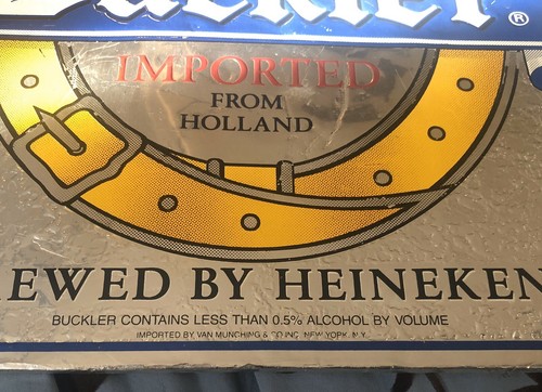 RARE Buckler Heineken Non-Alcoholic Beer Sign Imported HOLLAND Aluminum Textured - Picture 3 of 12
