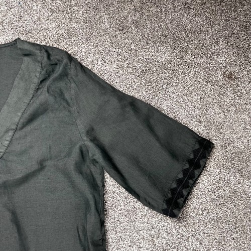 Vestido midi griego arcaico Kori de lino talla 8 UK 4US S caftán boho bordado - Imagen 4 de 17