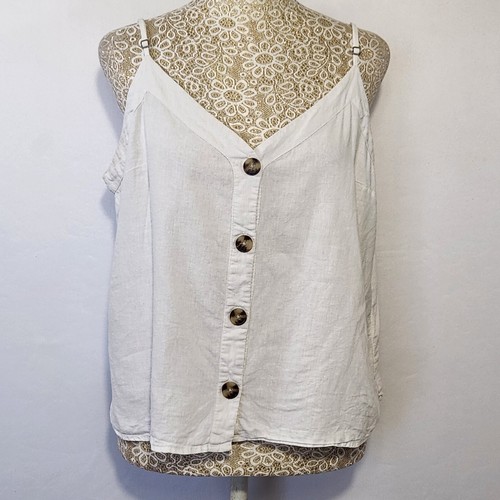 Abercrombie and Fitch Women's Size L White Linen Blend Strappy Crop Top Casual