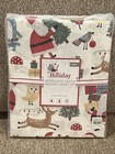 Pottery Barn Kids Holiday Woodland Santa Organic Cotton Twin Sheet Set Christmas