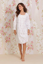 Nwt 74 EILEEN WEST Rose Dream Bouquet Cotton Rayon FLANNEL Waltz Nightgown M