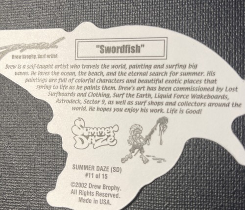 Summer Daze Drew Brophy Surf Artist Vintage Surfing STICKER (Swordfish) - Picture 6 of 6