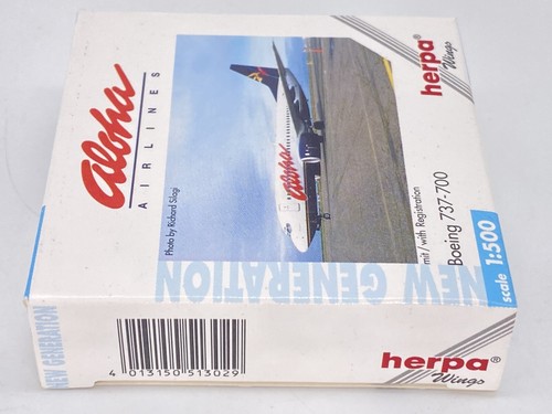 Herpa Wings 513029 Aloha Airlines Boeing 737-700 1:500 Scale Diecast Mod NOB HTF - Picture 6 of 10