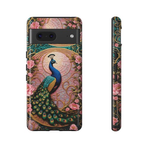 Pink Phone Case Peacock Stained Glass Phone Case iPhone 16 15 14 13 S24 S23 S22 - 第 146/245 張圖片