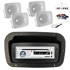 Pyle Marine CD Radio,Adapter,Spa Bezel, Ant,Amp,Kit, 4x 5.25" 600W White Speaker