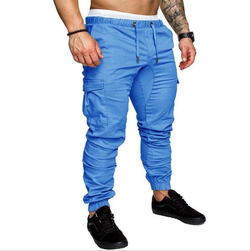 Men's Slim Fit Urban Straight Leg Trousers Casual Pencil Jogger Cargo Pants - Picture 6 of 30